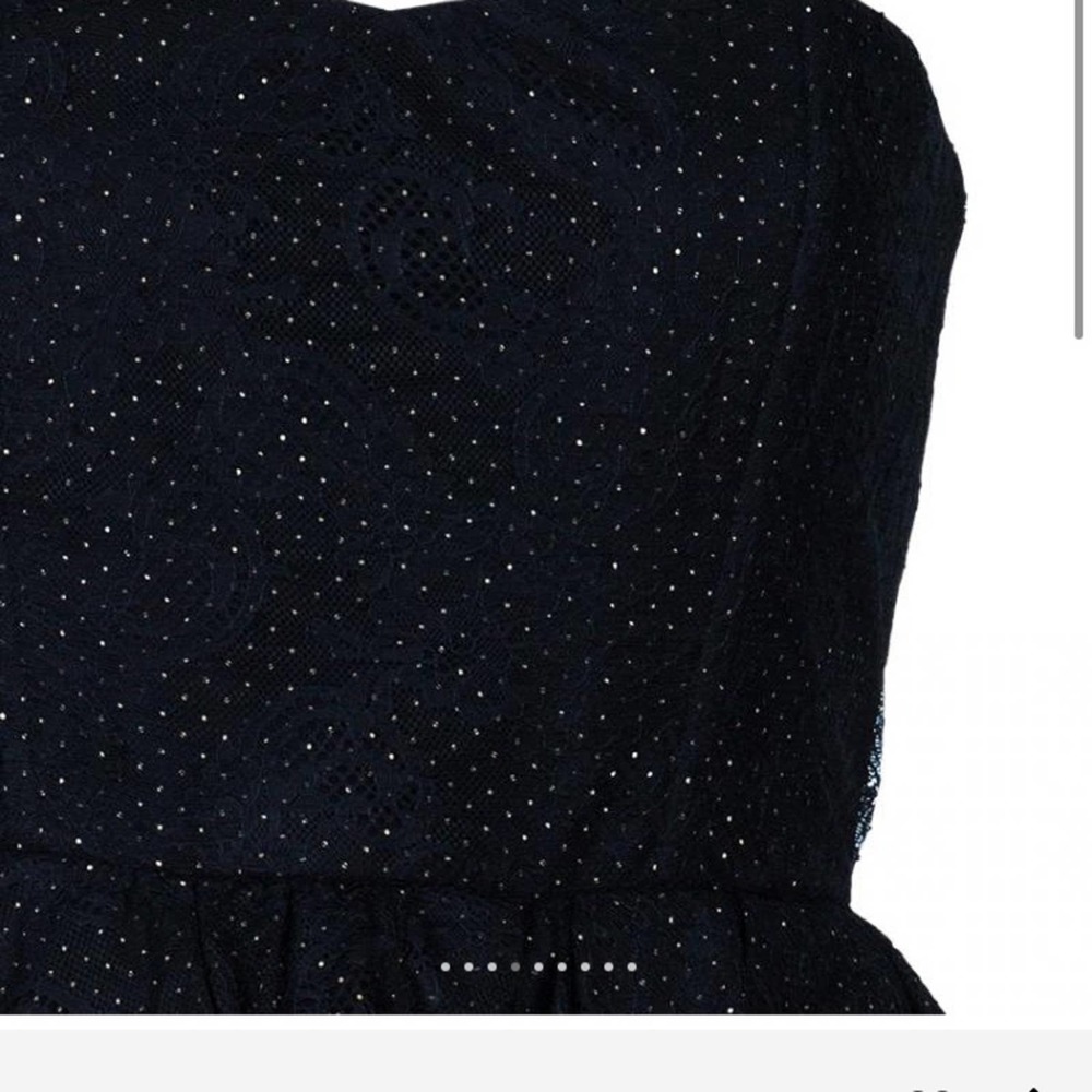 Alice+Olivia Jessie Lace overlay dot peplum strapless cocktail black dress-4 - Picture 5 of 12